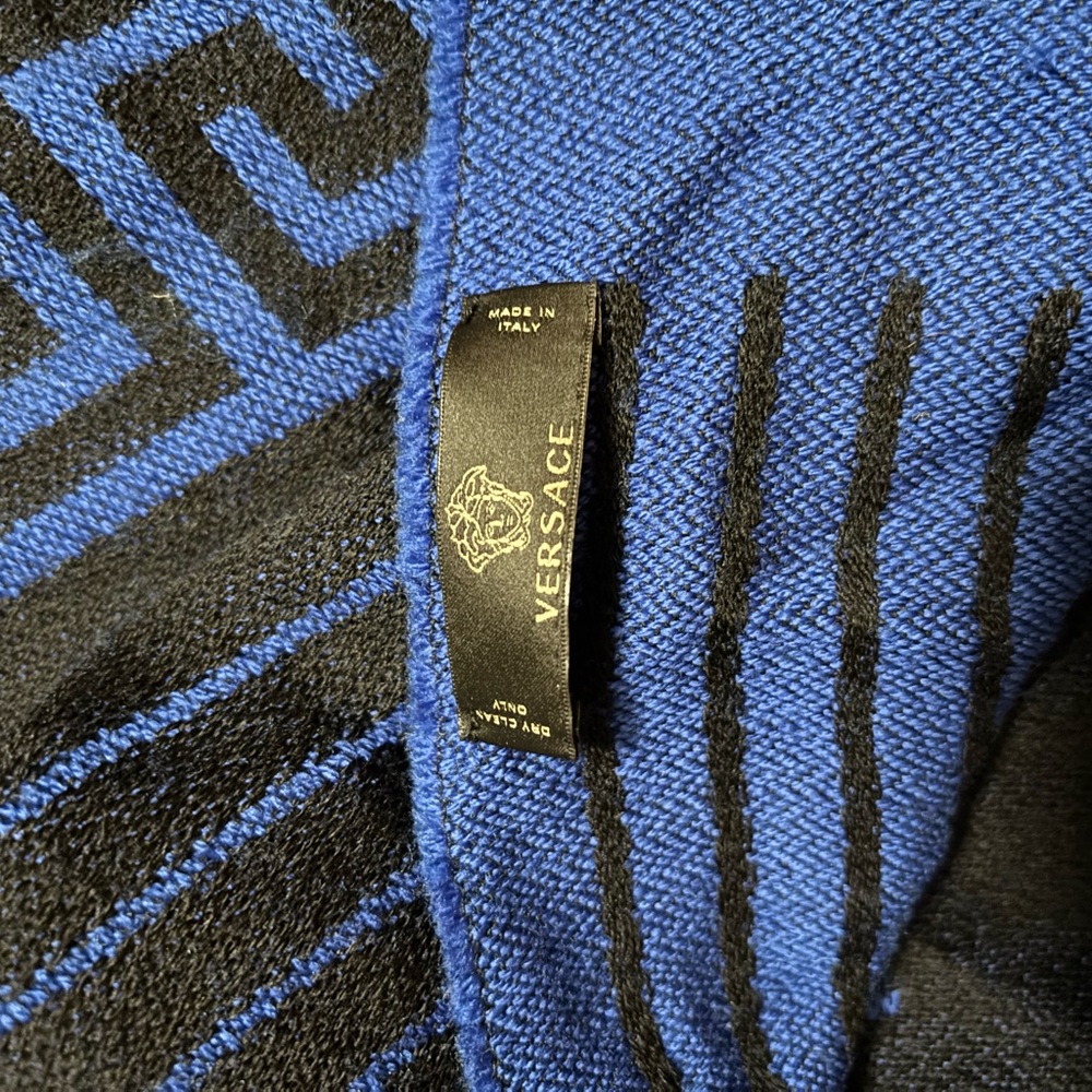 Versace Royal Blue And Black Patterned Scarf - image 3
